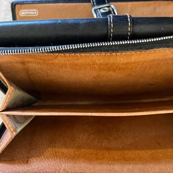Vintage Classic Coach Black Leather Soho Buckle Trifold Check CC Wallet - Picture 9 of 9
